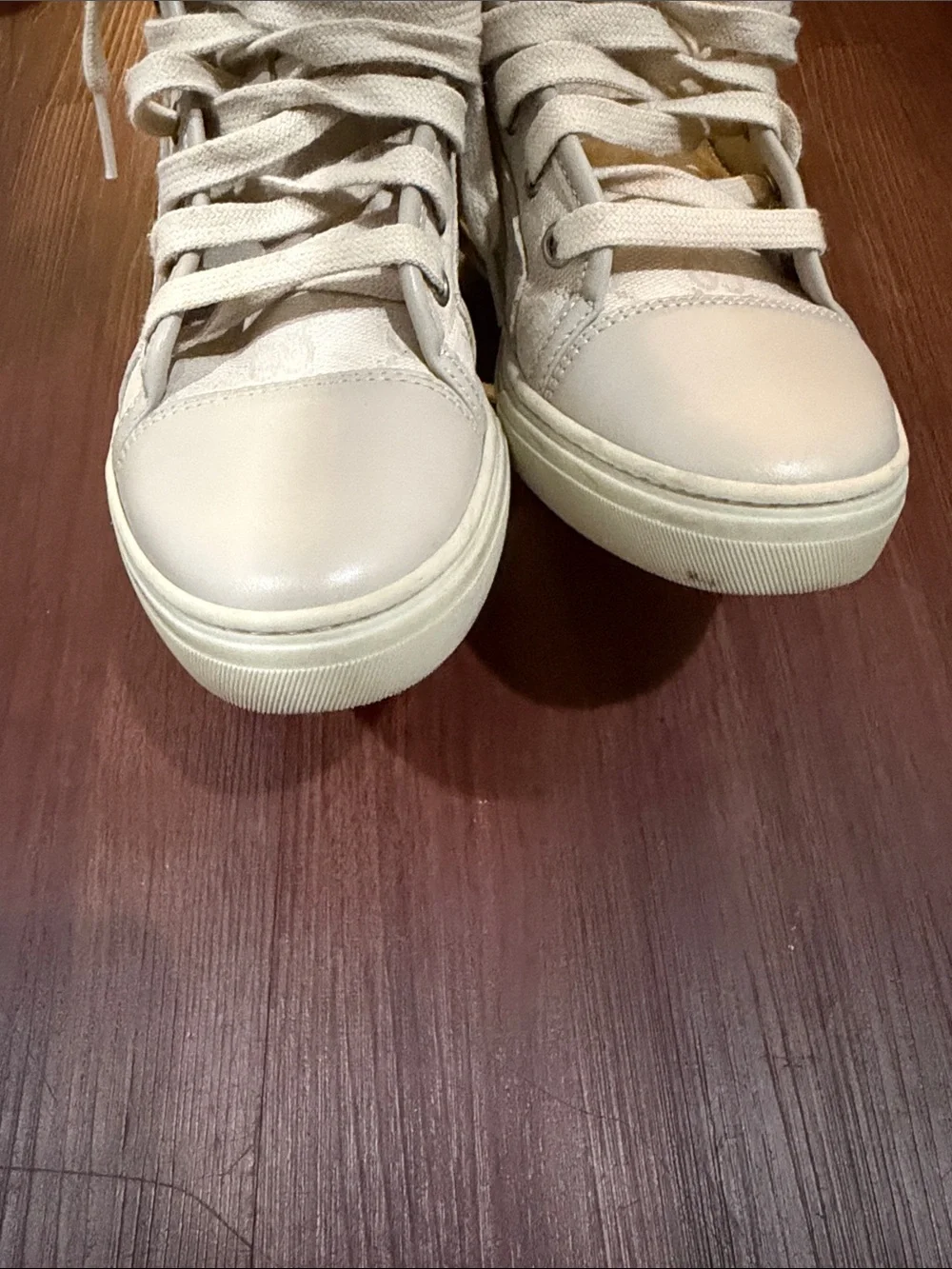 Gucci Women's High-Top Canvas & Leather Sneakers in Off-White